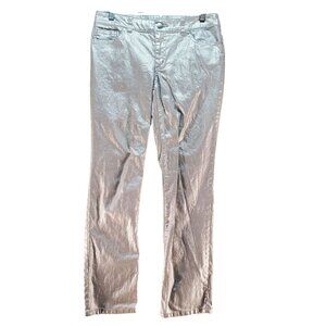 Chicos Jeans Womens 00 US 2 Platinum Metallic Silver Straight-Leg